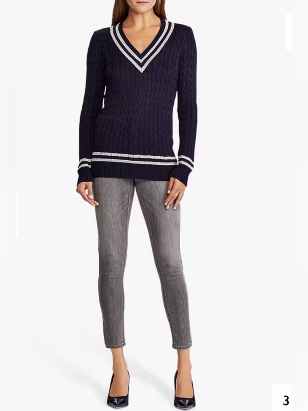 Lauren Ralph Lauren Metallic Cricket Jumper, Lauren Navy/Silver